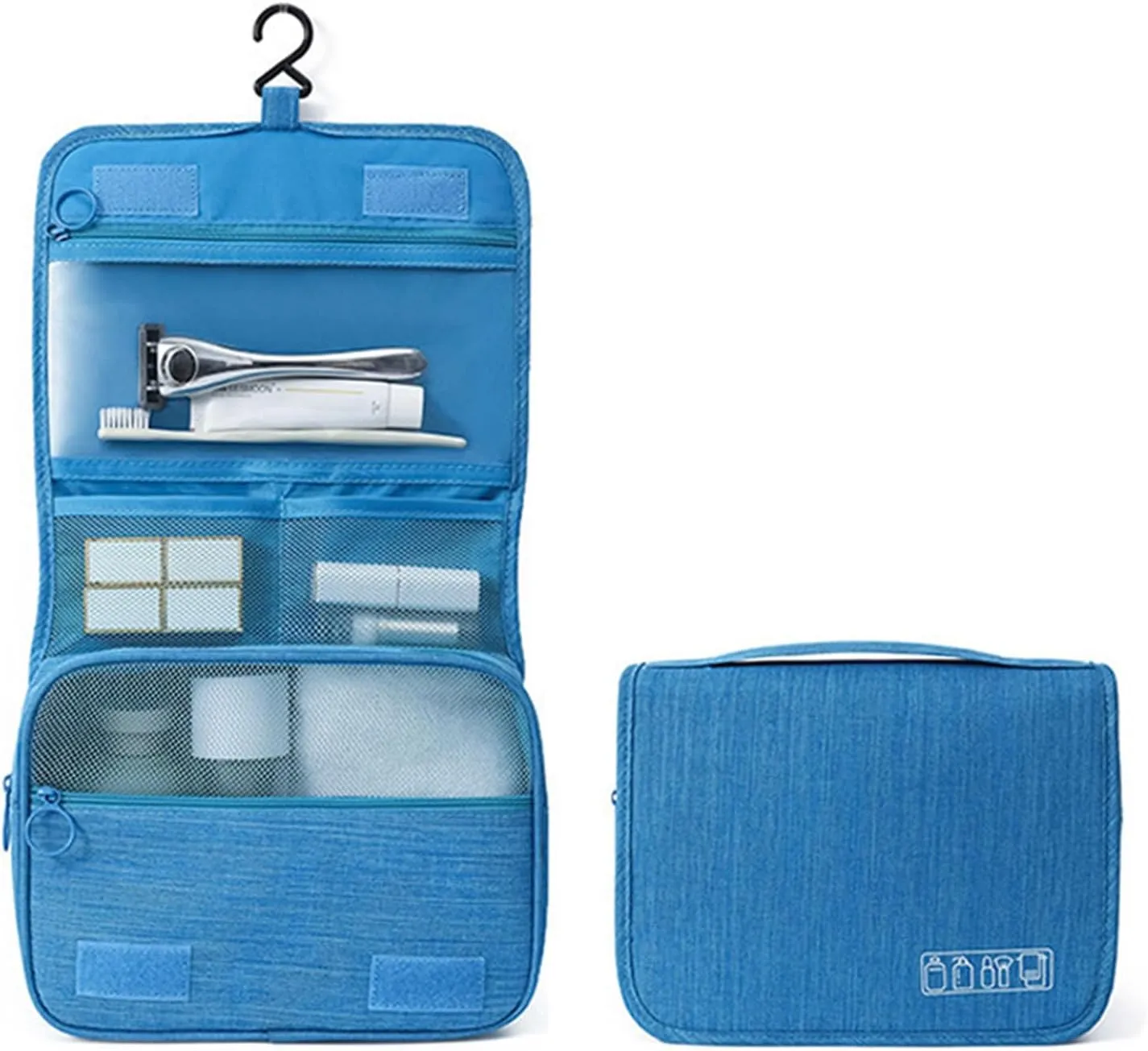Travel Toiletry Bag with Hanging Hook, Water-resistant Makeup Cosmetic Bag (Grey), Sapphire