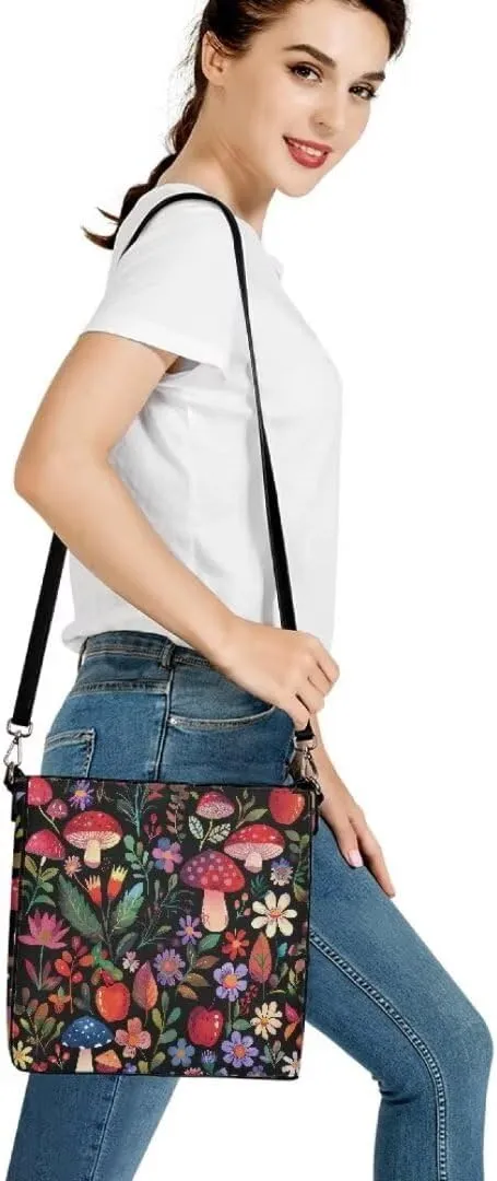 Trendy Shoulder Bucket Purses for Women Leather Casual Tote Crossbody Bucket Bag Multiple Pockets Shoulder Handbag