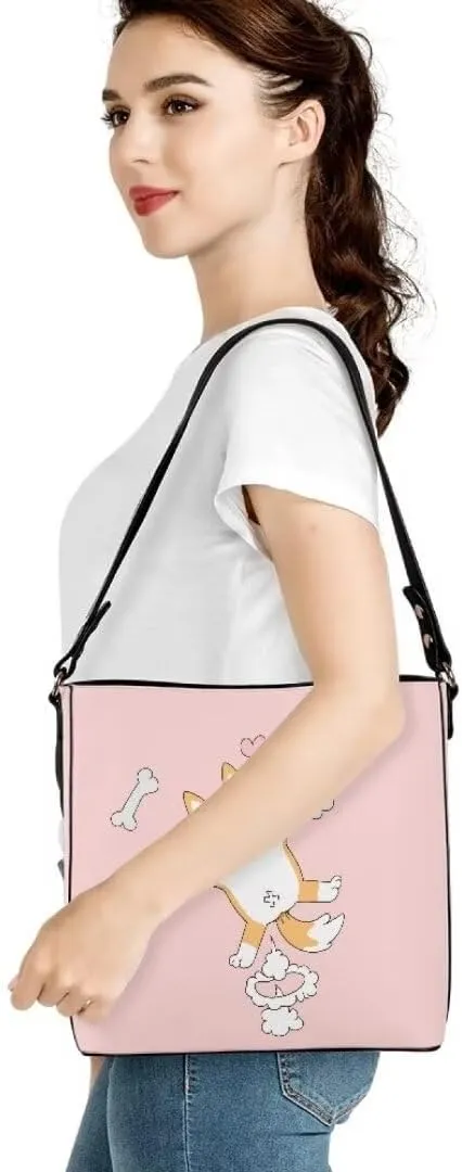 Trendy Shoulder Bucket Purses for Women Leather Casual Tote Crossbody Bucket Bag Multiple Pockets Shoulder Handbag