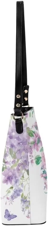 Trendy Shoulder Bucket Purses for Women Leather Casual Tote Crossbody Bucket Bag Multiple Pockets Shoulder Handbag