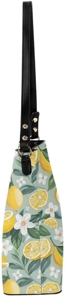 Trendy Shoulder Bucket Purses for Women Leather Casual Tote Crossbody Bucket Bag Multiple Pockets Shoulder Handbag