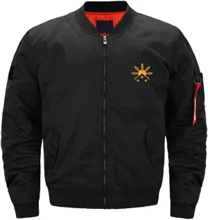Tribal Philippines Filipino Sun and Stars Flag Men's Flight Bomber Jacket Winter Warm Windbreaker Coats Zip Up Outwear