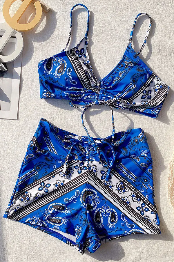 Tribal Print Drawstring Stylish Beach Bikini