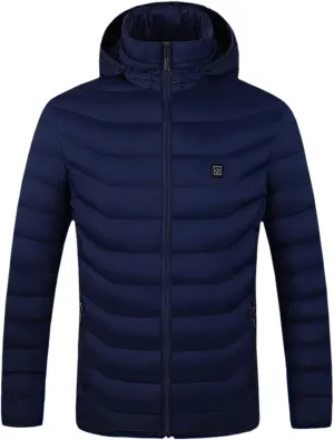 tuduoms Heated Puffer Jacket for Men Women Lightweight Winter Down Coat Usb Electric Heating Overcoat Quilted Puffy Outwear