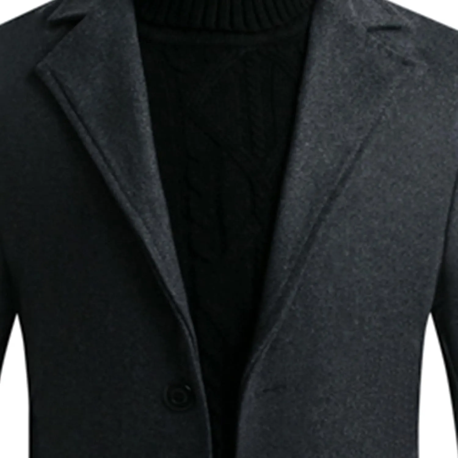 tuduoms Men's Classic Notched Collar Trench Coat Business Blazer Jacket Single Breasted Wool Pea Coat Slim Fit Long Jacket