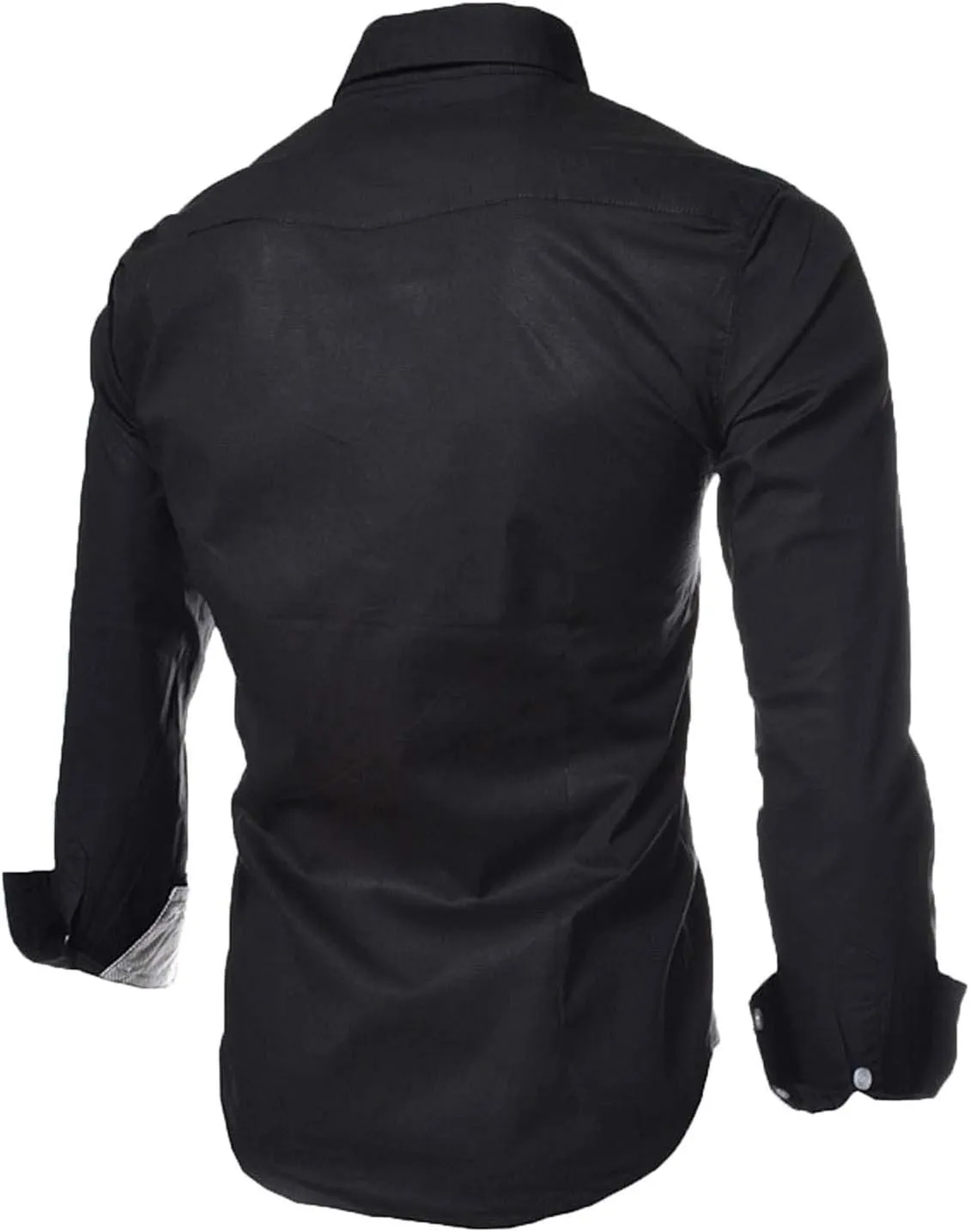 tuduoms Men's Inner Contrast Dress Shirt Formal Classic Button Down Casual Long Sleeve Striped Collar Slim Fit Work T-Shirt