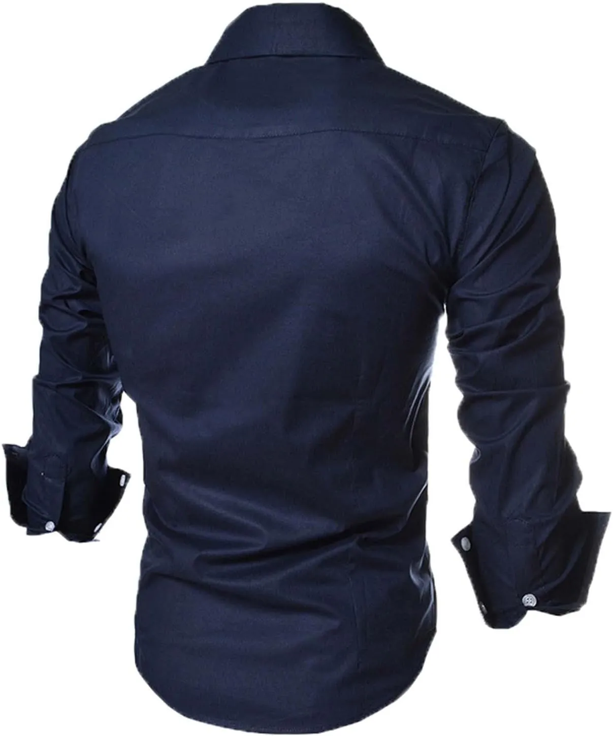tuduoms Men's Inner Contrast Dress Shirt Formal Classic Button Down Casual Long Sleeve Striped Collar Slim Fit Work T-Shirt