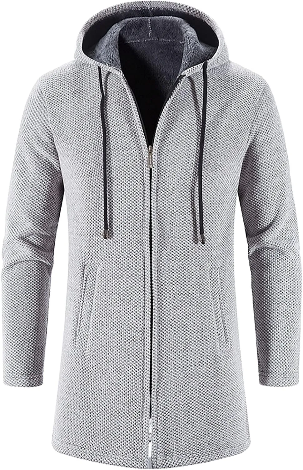 tuduoms Men's Oversized Y2k Zip Up Sweatshirt Hoodie Jacket Fleece Lined Winter Long Outwear Coat Aesthetic Streetwear Tops