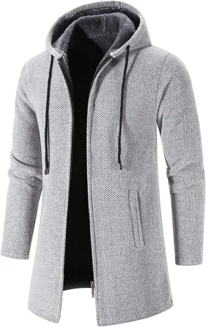 tuduoms Men's Oversized Y2k Zip Up Sweatshirt Hoodie Jacket Fleece Lined Winter Long Outwear Coat Aesthetic Streetwear Tops
