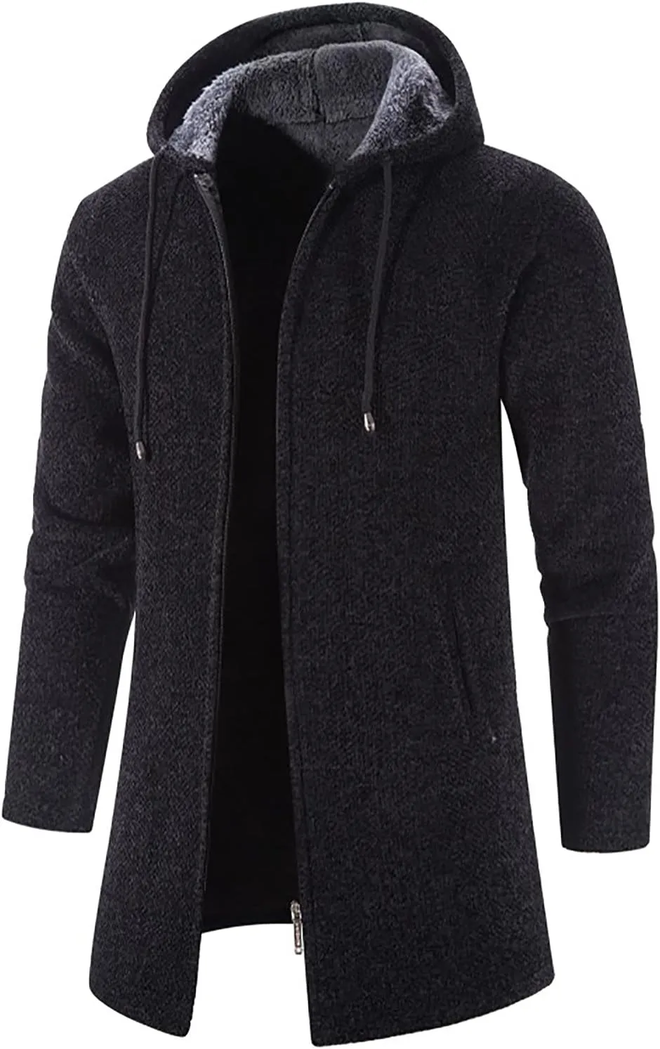 tuduoms Men's Oversized Y2k Zip Up Sweatshirt Hoodie Jacket Fleece Lined Winter Long Outwear Coat Aesthetic Streetwear Tops