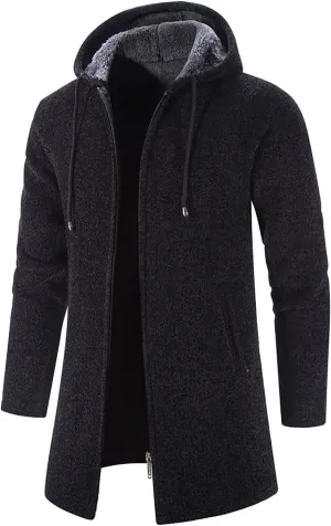 tuduoms Men's Oversized Y2k Zip Up Sweatshirt Hoodie Jacket Fleece Lined Winter Long Outwear Coat Aesthetic Streetwear Tops
