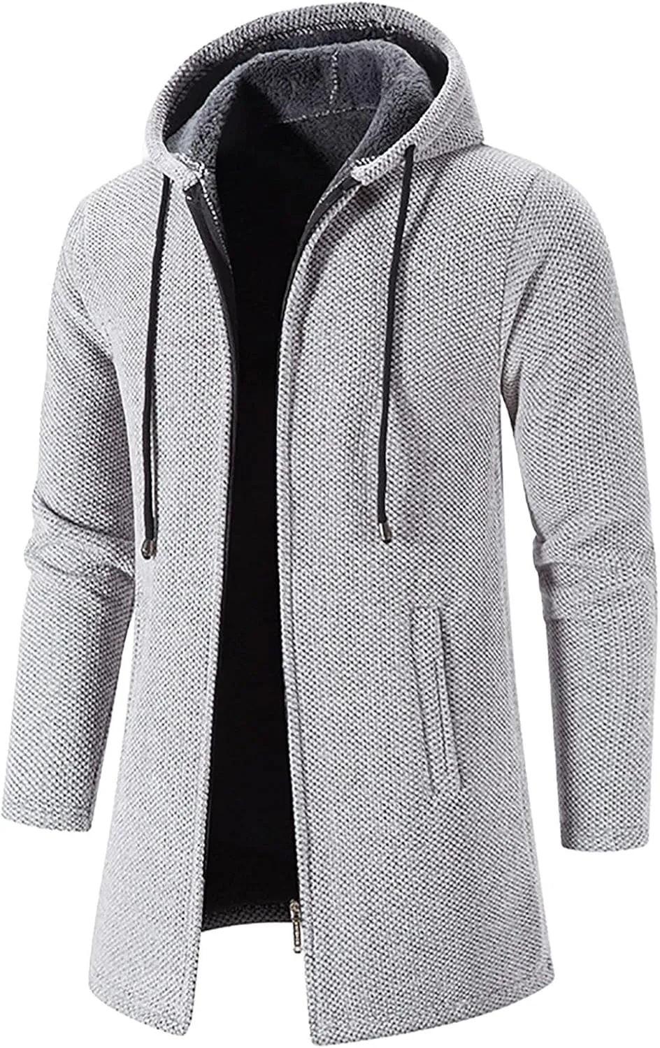 tuduoms Men's Oversized Y2k Zip Up Sweatshirt Hoodie Jacket Fleece Lined Winter Long Outwear Coat Aesthetic Streetwear Tops