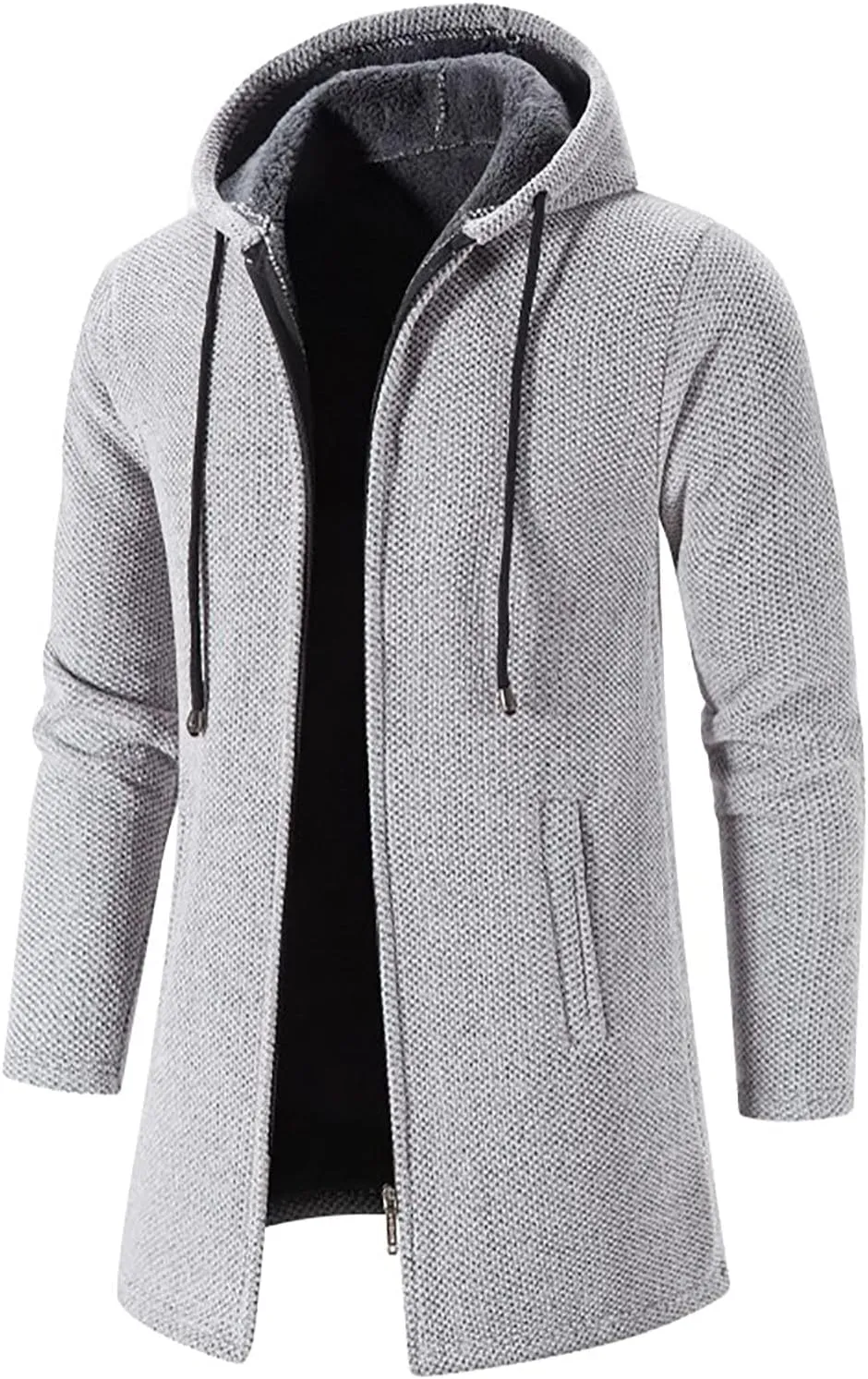 tuduoms Men's Oversized Y2k Zip Up Sweatshirt Hoodie Jacket Fleece Lined Winter Long Outwear Coat Aesthetic Streetwear Tops