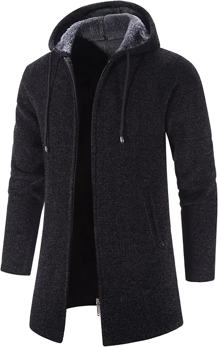 tuduoms Men's Oversized Y2k Zip Up Sweatshirt Hoodie Jacket Fleece Lined Winter Long Outwear Coat Aesthetic Streetwear Tops