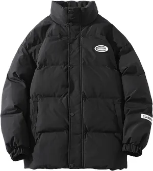 tuduoms Winter Puffer Padded Jacket for Men Women Warm Bubble Jacket Hip Hop Baggy Bomber Down Puffy Coat Oversized Outwear
