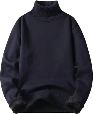 Turtleneck Oversized Drop Shoulder Sweater for Men Long Sleeve Solid Casual Knitted Sweaters Winter Thermal Sweater