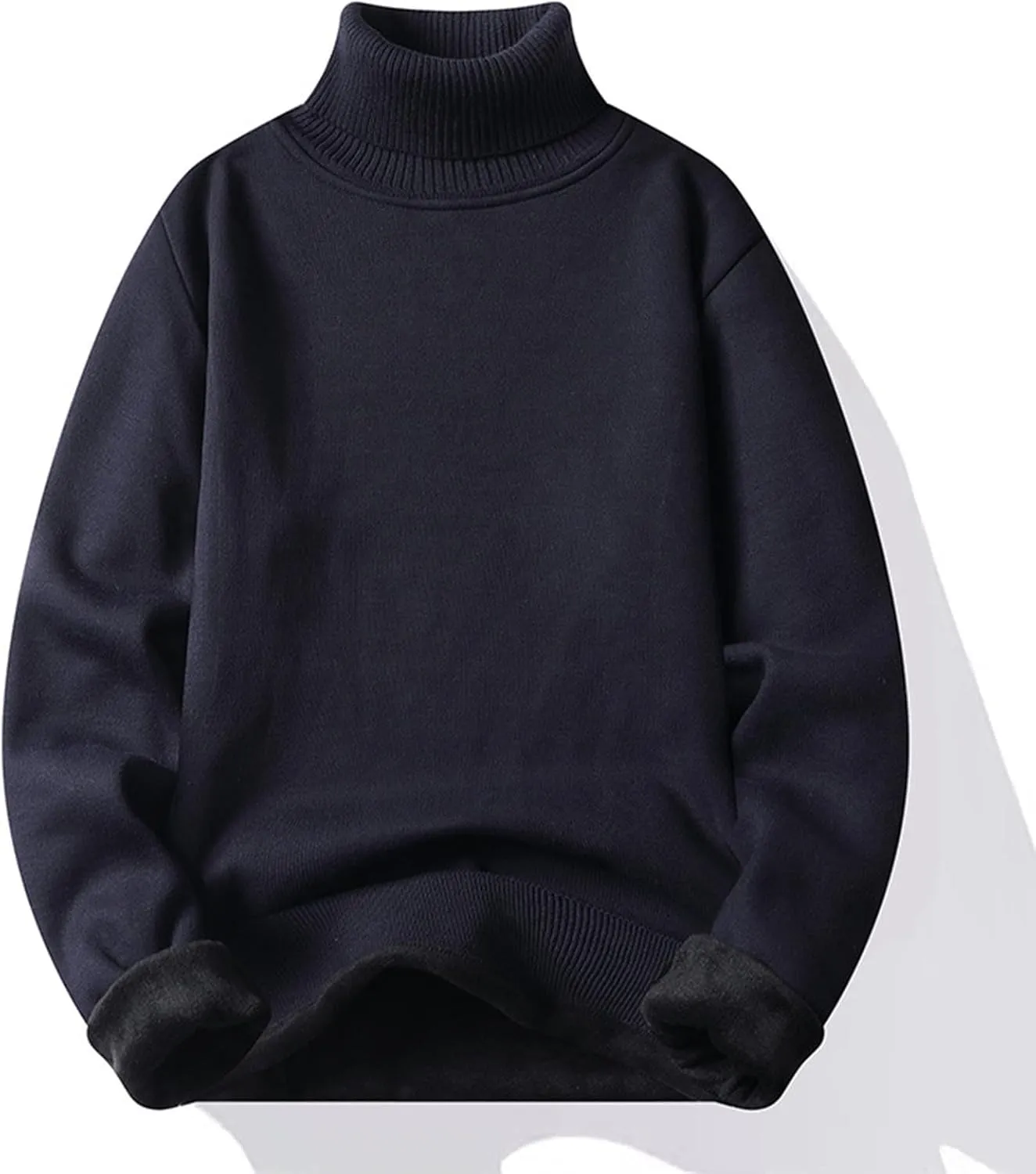 Turtleneck Oversized Drop Shoulder Sweater for Men Long Sleeve Solid Casual Knitted Sweaters Winter Thermal Sweater