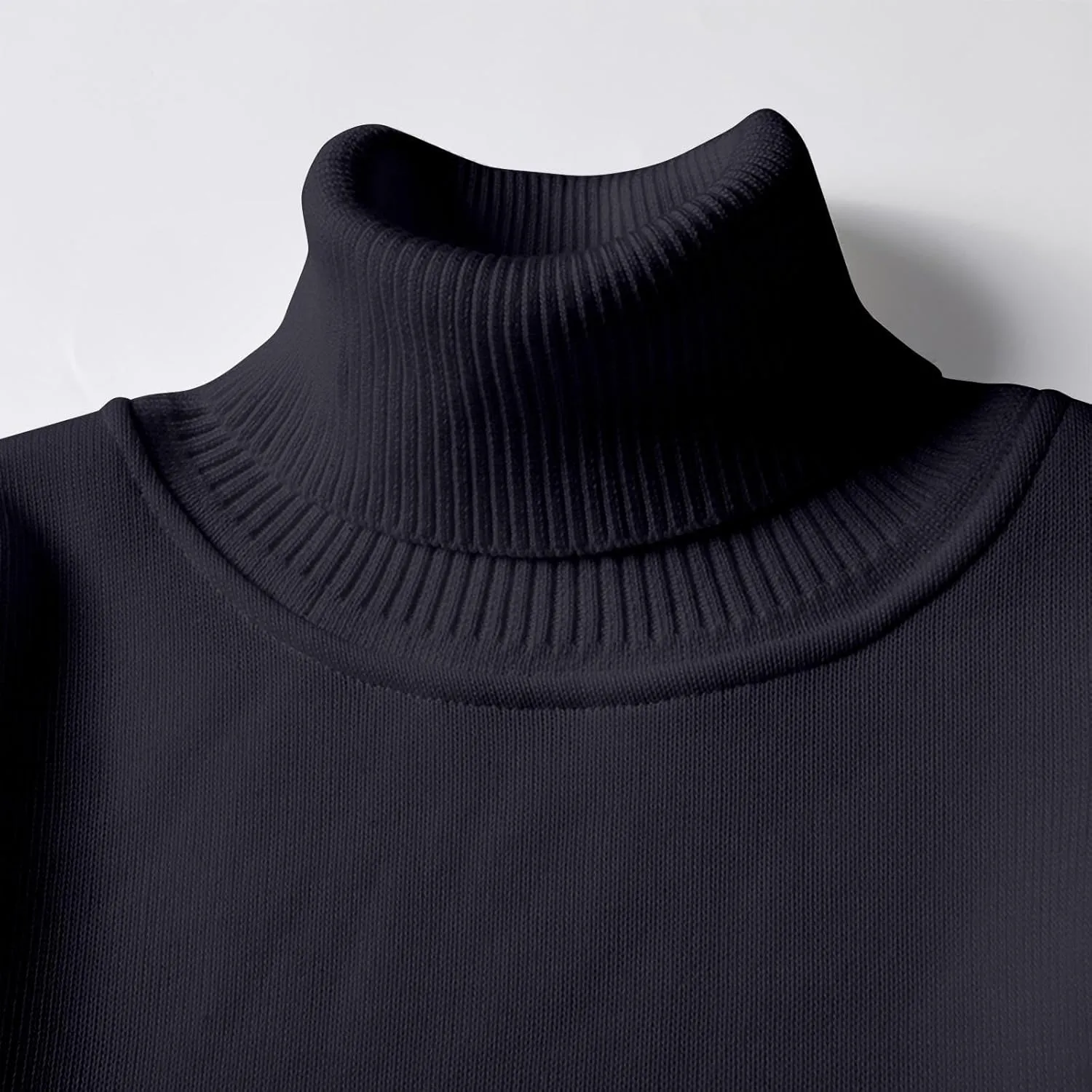 Turtleneck Oversized Drop Shoulder Sweater for Men Long Sleeve Solid Casual Knitted Sweaters Winter Thermal Sweater