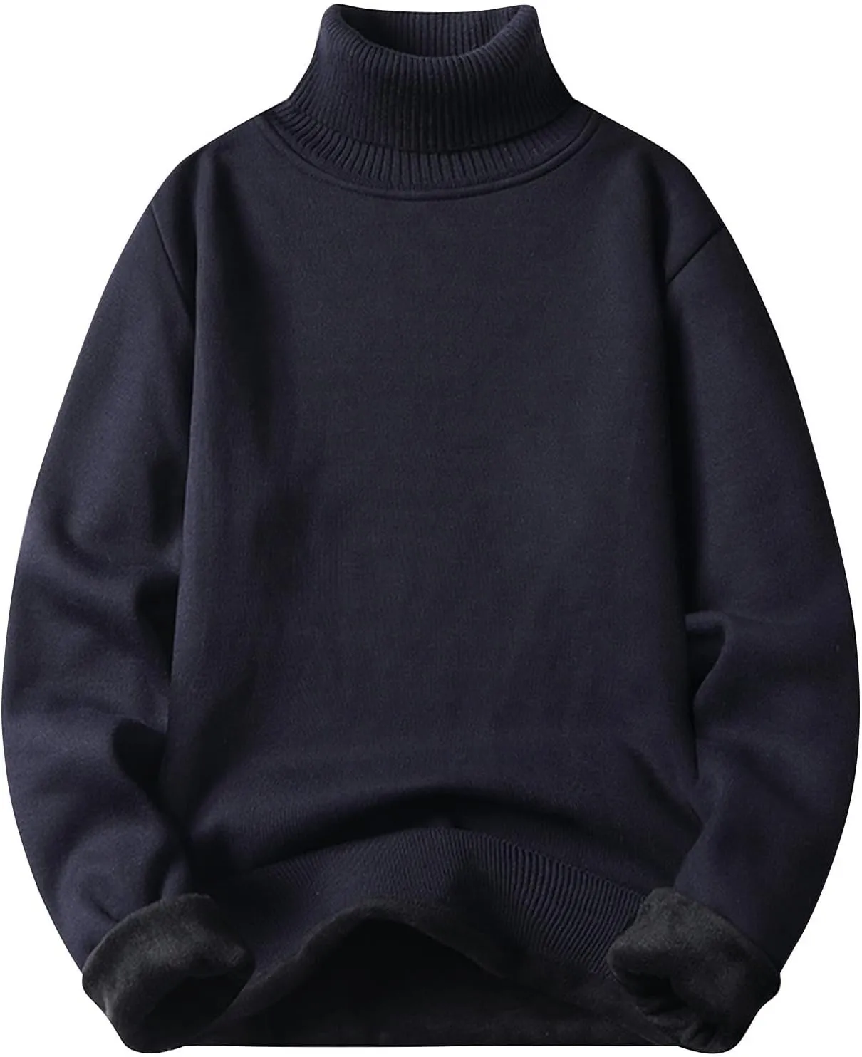 Turtleneck Oversized Drop Shoulder Sweater for Men Long Sleeve Solid Casual Knitted Sweaters Winter Thermal Sweater