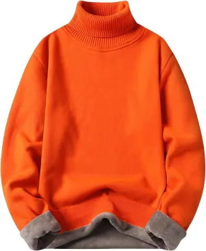 Turtleneck Oversized Drop Shoulder Sweater for Men Long Sleeve Solid Casual Knitted Sweaters Winter Thermal Sweater
