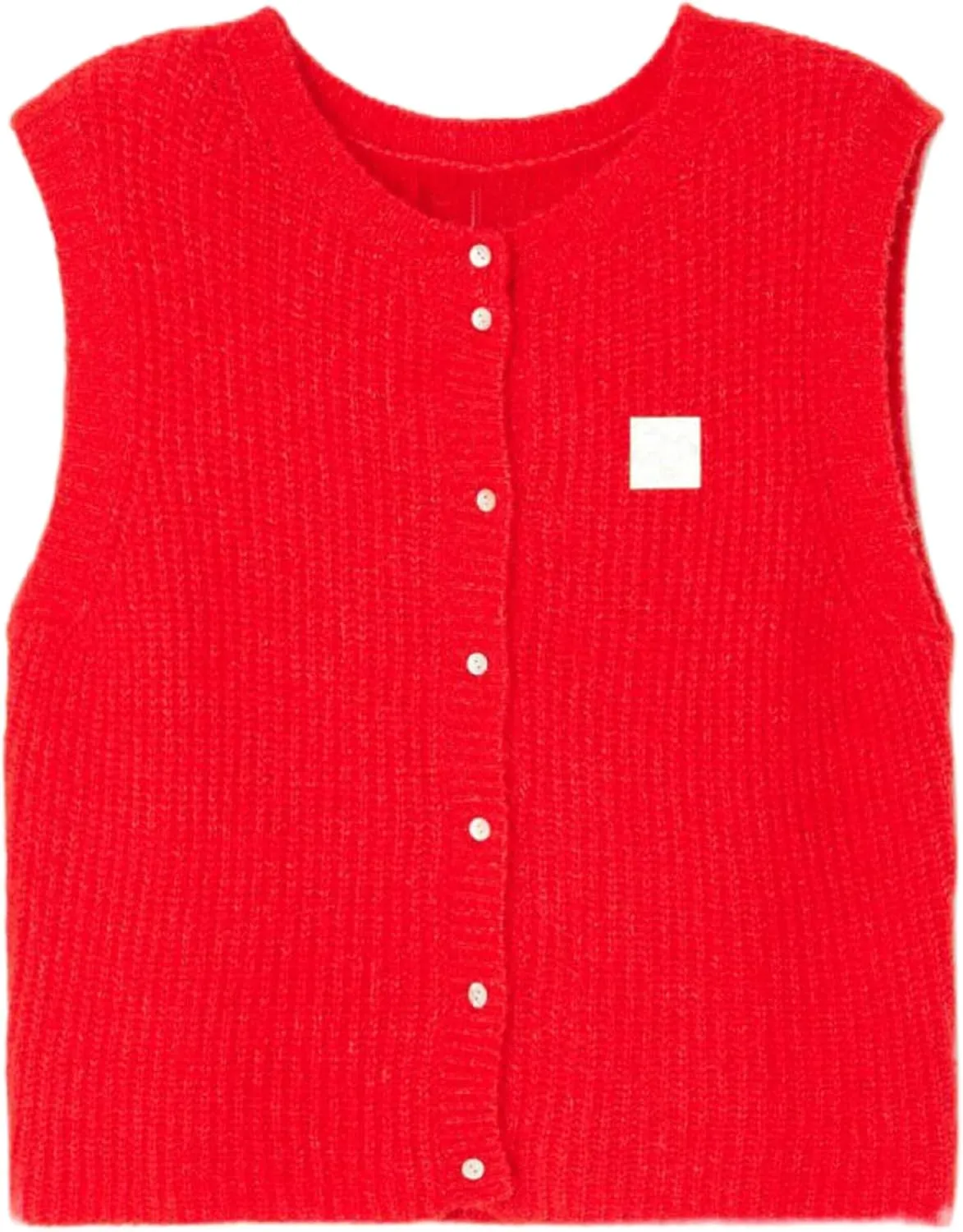 UAURORAO Women Chunky Sweater Vest Button Down Crochet Cable Knit Cardigan Sleeveless Open Front Knitted Crop Waistcoat
