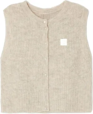 UAURORAO Women Chunky Sweater Vest Button Down Crochet Cable Knit Cardigan Sleeveless Open Front Knitted Crop Waistcoat