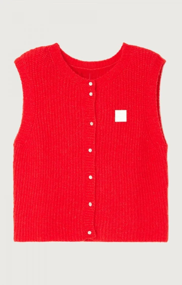 UAURORAO Women Chunky Sweater Vest Button Down Crochet Cable Knit Cardigan Sleeveless Open Front Knitted Crop Waistcoat