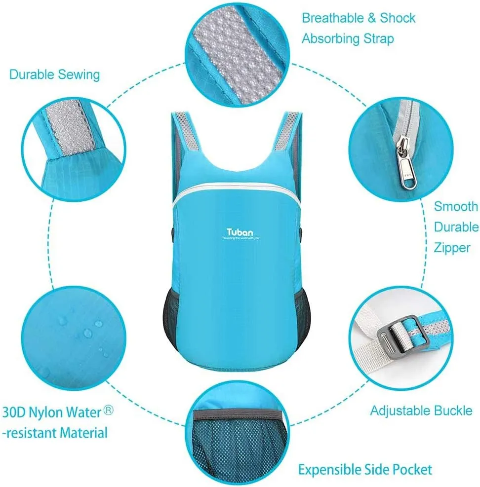 Ultra Lightweight Packable Water Resistant Backpack for Travel Camping Outdoor Hiking Daypack