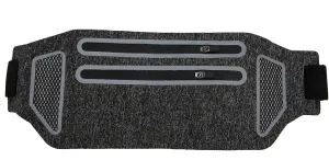 ULTRA SLIM WATER RESISTANT RUNNING WAIST BAG WITH TWO ZIPPER FOR OUTDOOR ACTIVITIES GREY