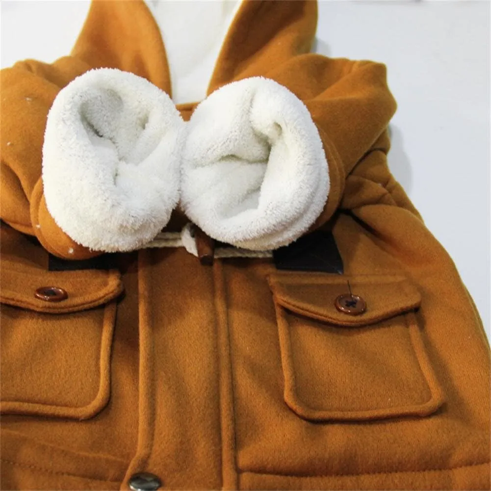 Unisex Baby Fleece Hooded Jacket Outerwear Duffle Zipper Winter Coat