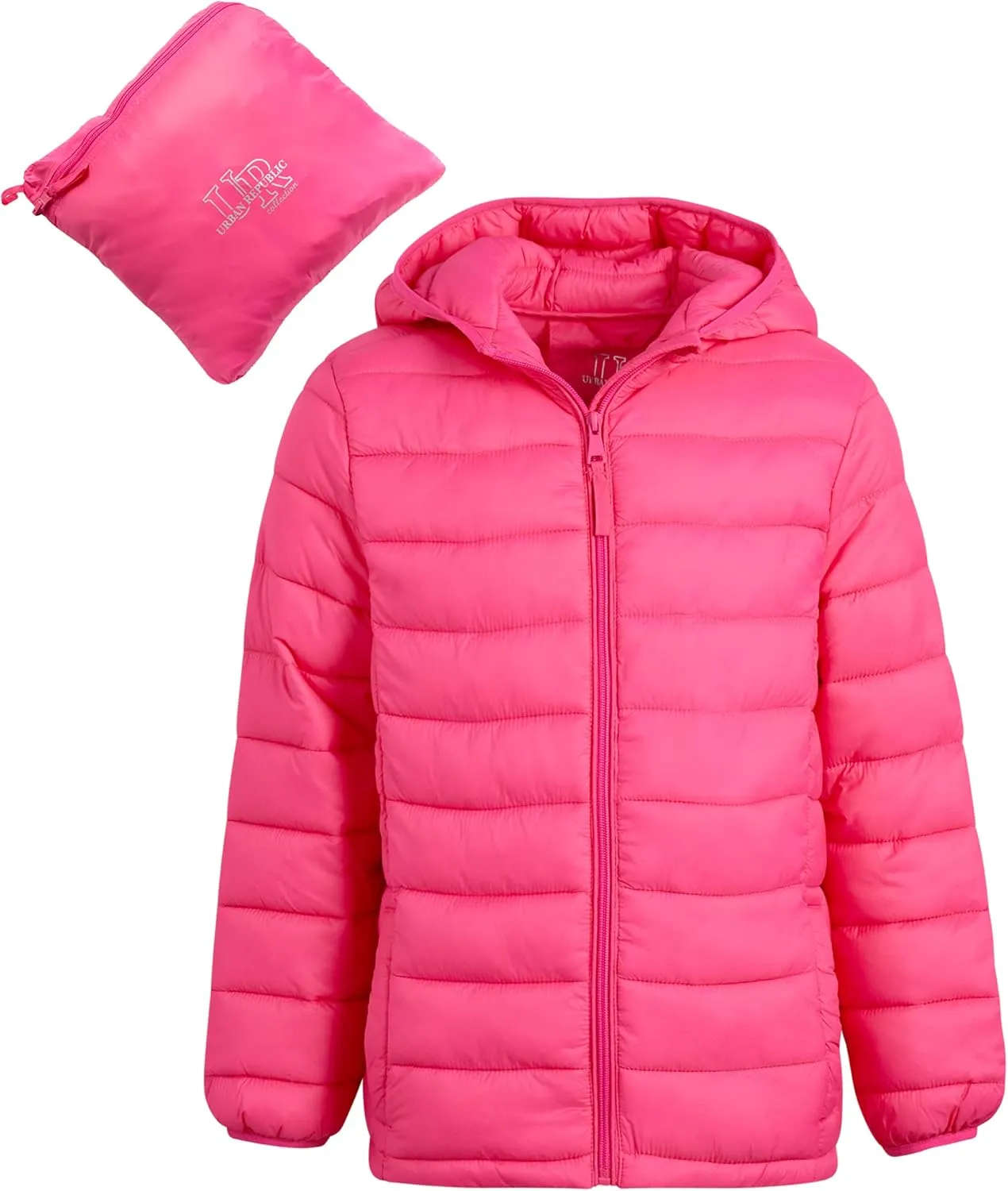 URBAN REPUBLIC Girls' Jacket - Packable Water Resistant Bubble Puffer Windbreaker Coat