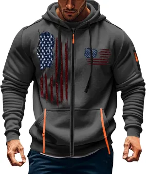 Usa Hoodies For Men Quarter Zip Pullover Tactical Sweatshirt Vintage Long Sleeve Casual Fashion Hoodie With Pockets
