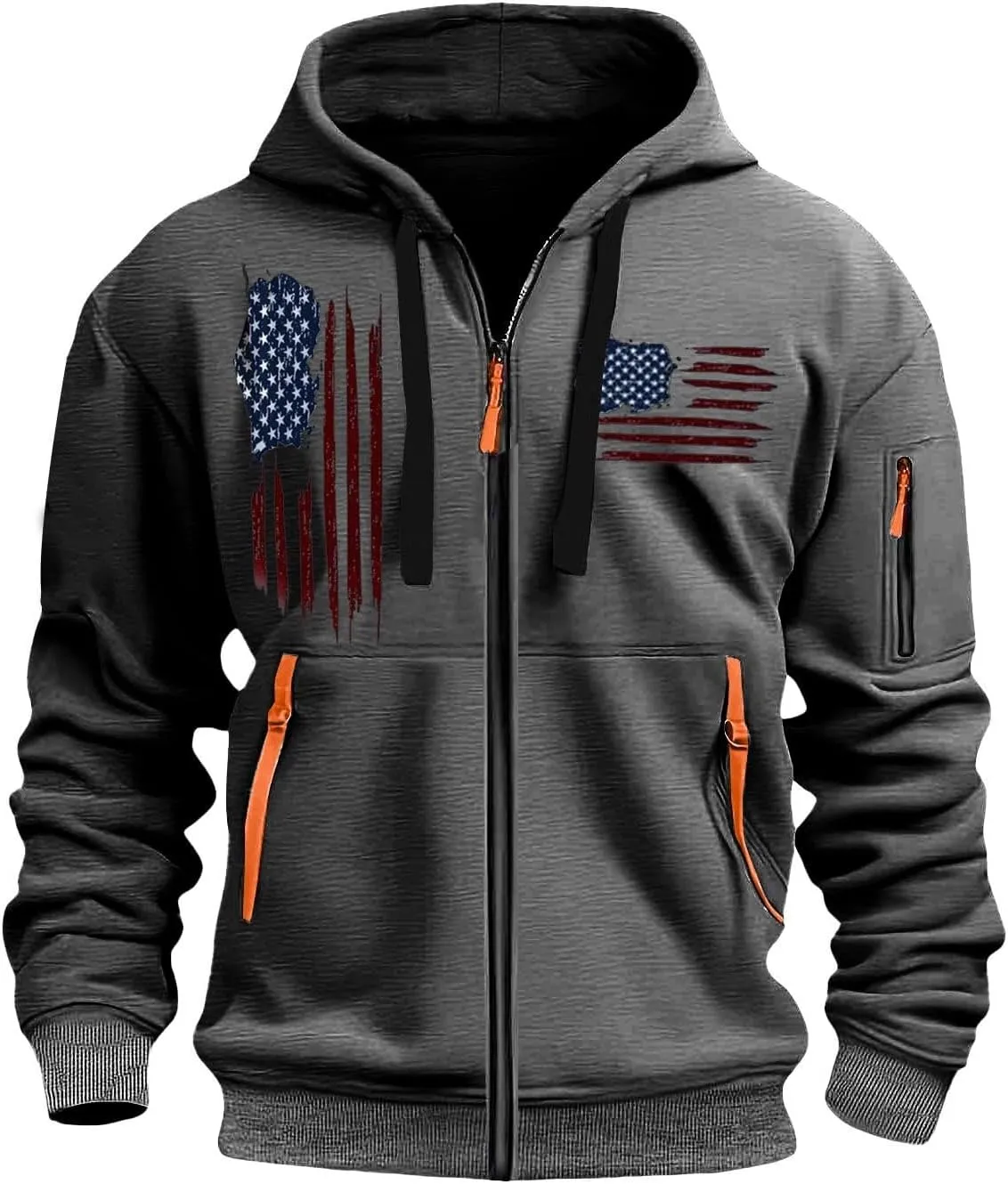 Usa Hoodies For Men Quarter Zip Pullover Tactical Sweatshirt Vintage Long Sleeve Casual Fashion Hoodie With Pockets