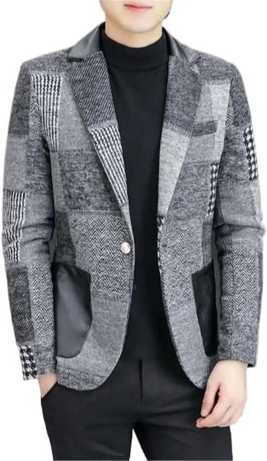 USTZFTBCL Men's Suit Jacket Spring And Autumn Small Suit Male Woolen Slim Fit Suit Coat Business Casual Men's Blazer