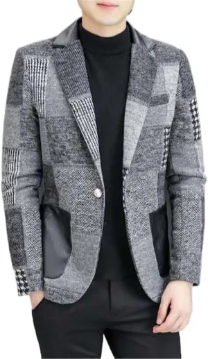 USTZFTBCL Men's Suit Jacket Spring And Autumn Small Suit Male Woolen Slim Fit Suit Coat Business Casual Men's Blazer