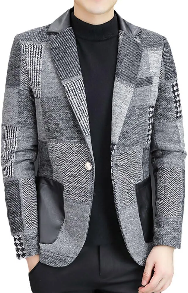 USTZFTBCL Men's Suit Jacket Spring And Autumn Small Suit Male Woolen Slim Fit Suit Coat Business Casual Men's Blazer