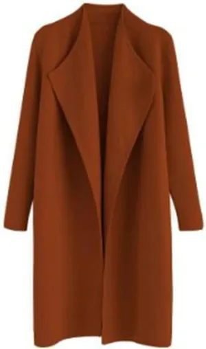 utcoco Womens Casual Lightweight Long Cardigans Lapel Open Front Side Slit Woolen Coatigan 2023 Fall Coat