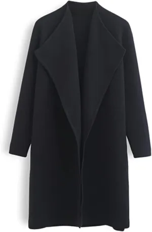 utcoco Womens Casual Lightweight Long Cardigans Lapel Open Front Side Slit Woolen Coatigan 2023 Fall Coat