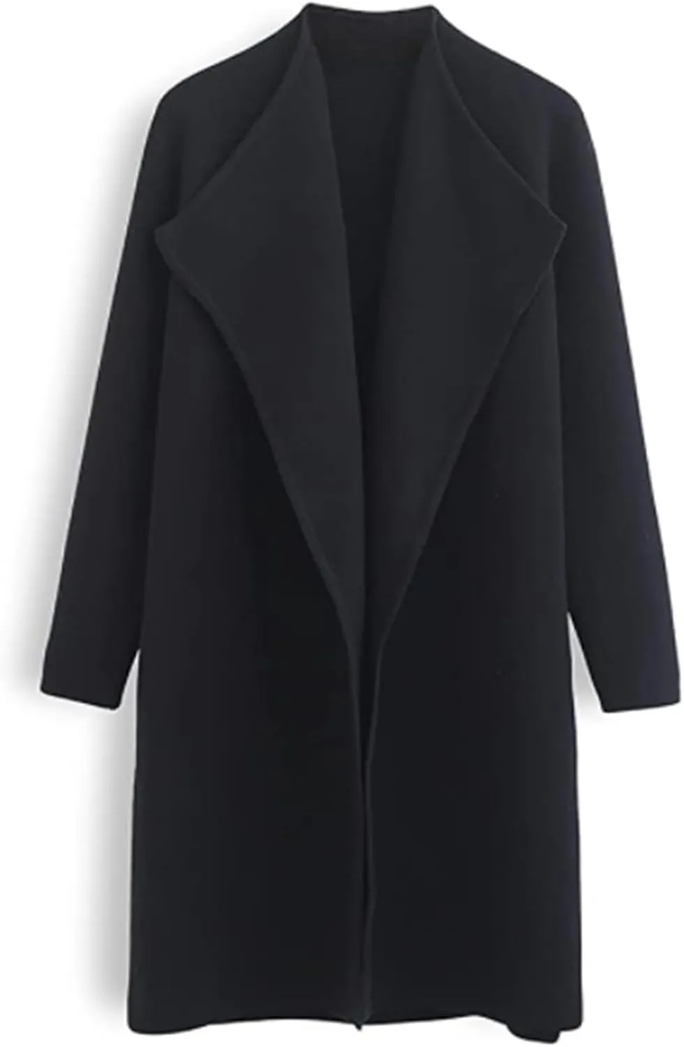 utcoco Womens Casual Lightweight Long Cardigans Lapel Open Front Side Slit Woolen Coatigan 2023 Fall Coat