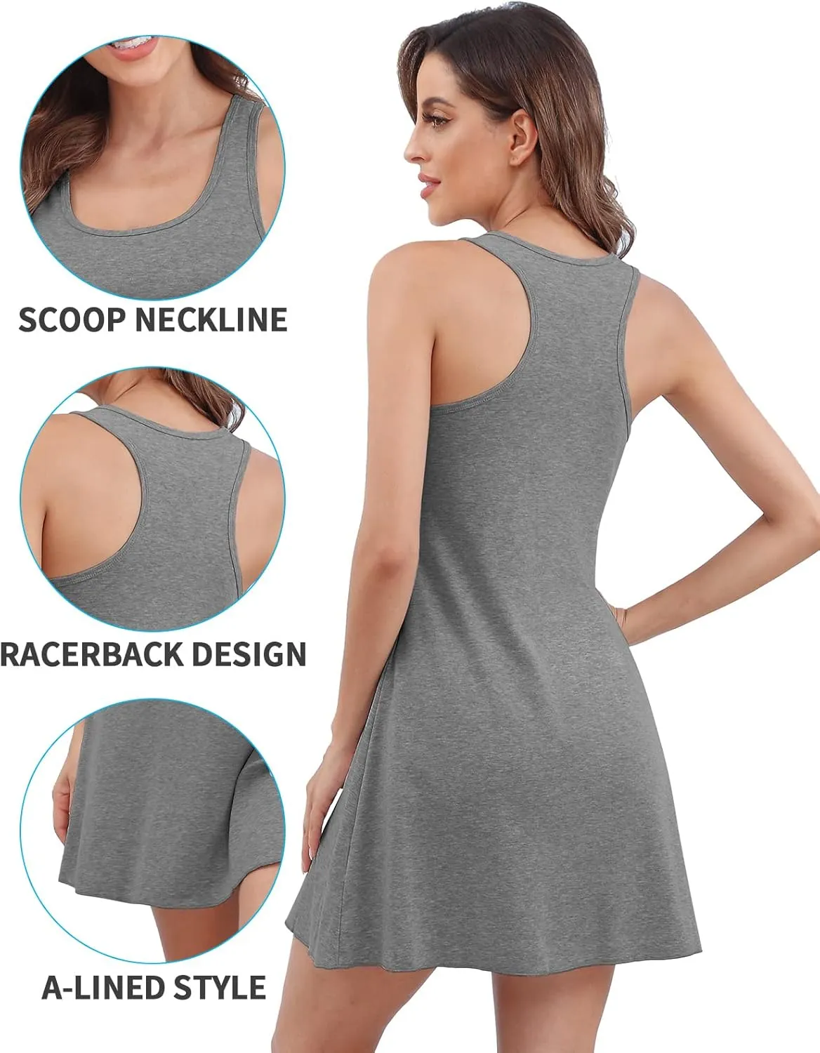V FOR CITY Women Cotton Tank Dress for Summer Casual Loose Fit Dresses Beach Cover Up Sleeveless T-Shirt Sundress