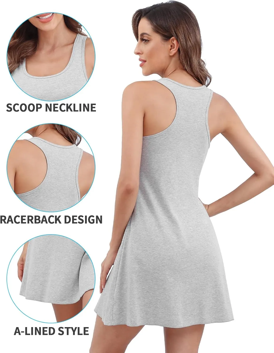 V FOR CITY Women Cotton Tank Dress for Summer Casual Loose Fit Dresses Beach Cover Up Sleeveless T-Shirt Sundress