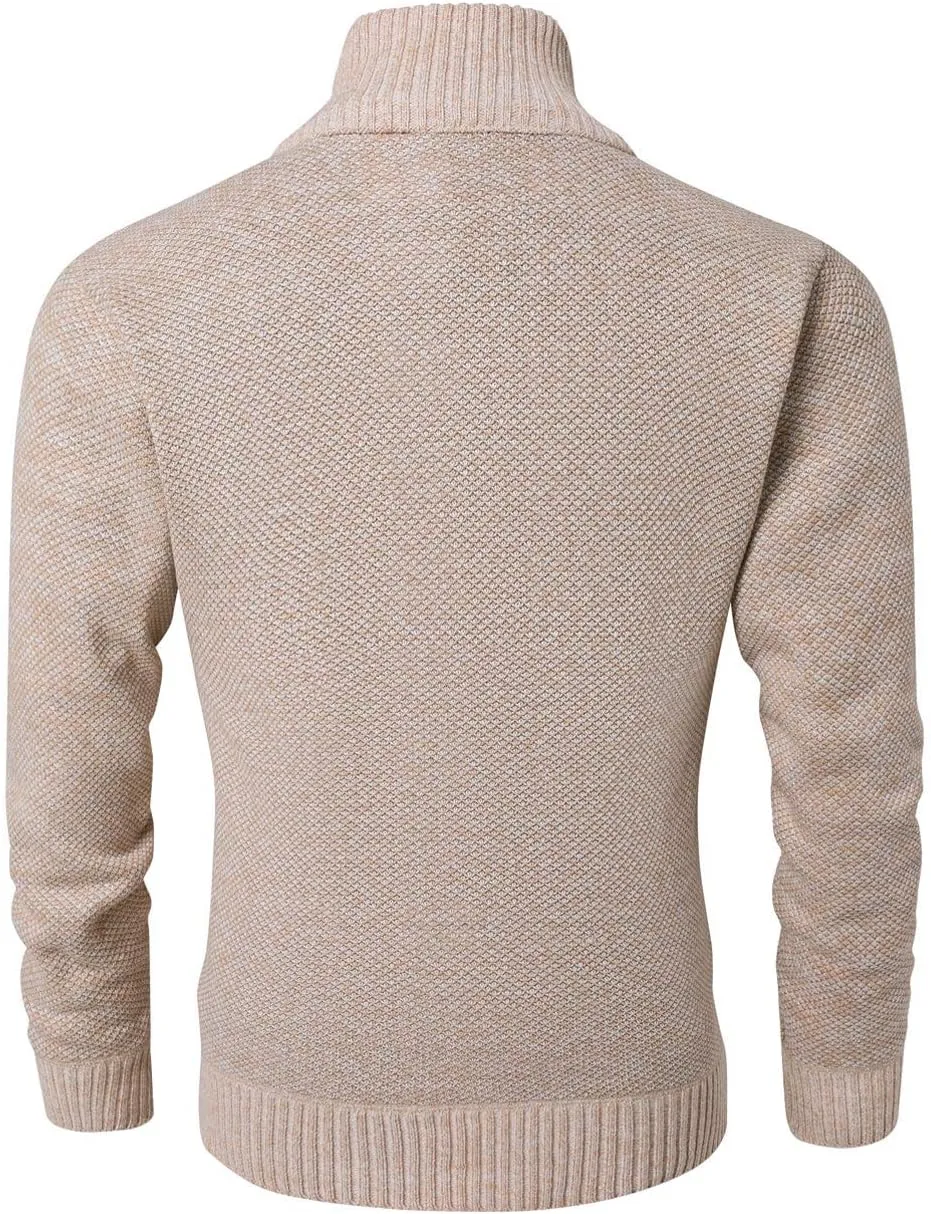 Vcansion Men's Classic Cardigan Sweaters Stand Collar Slim Fit Casual Knitted Sweater