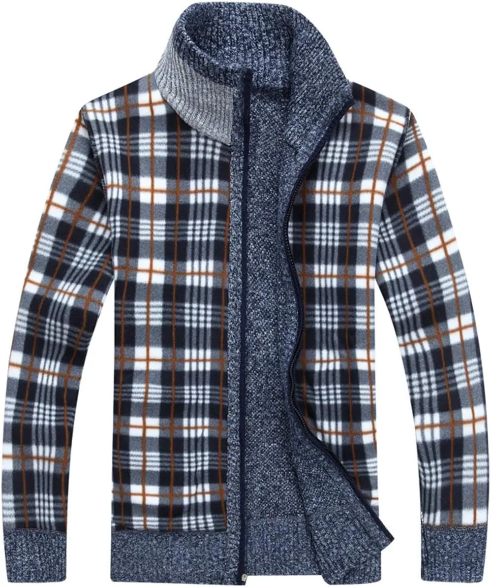 Vcansion Men's Classic Cardigan Sweaters Stand Collar Slim Fit Casual Knitted Sweater