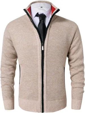 Vcansion Men's Classic Cardigan Sweaters Stand Collar Slim Fit Casual Knitted Sweater