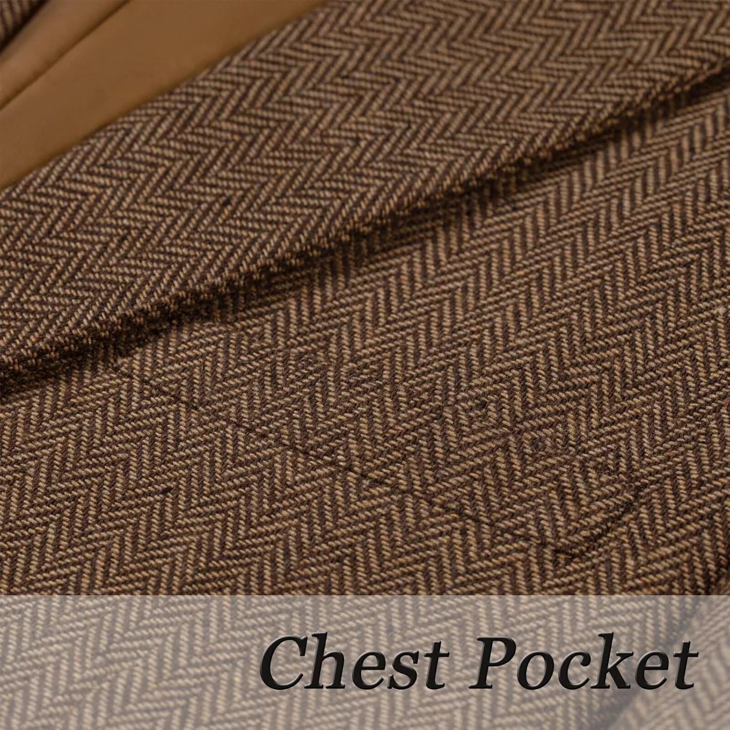 VENNYNG Men's Tweed Jacket with Elbow Paths Single Breasted Blazer Vintage Coat Tailored Fit Two-Buttons