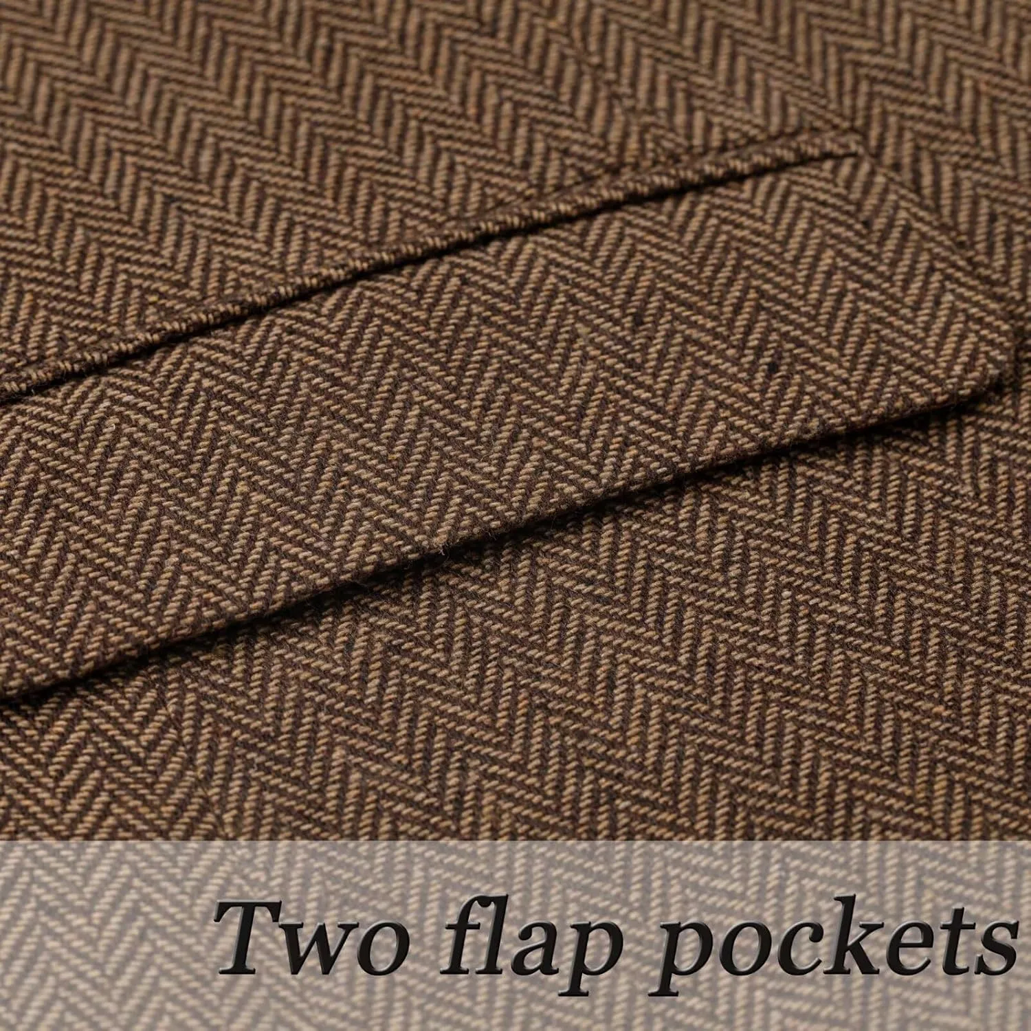 VENNYNG Men's Tweed Jacket with Elbow Paths Single Breasted Blazer Vintage Coat Tailored Fit Two-Buttons