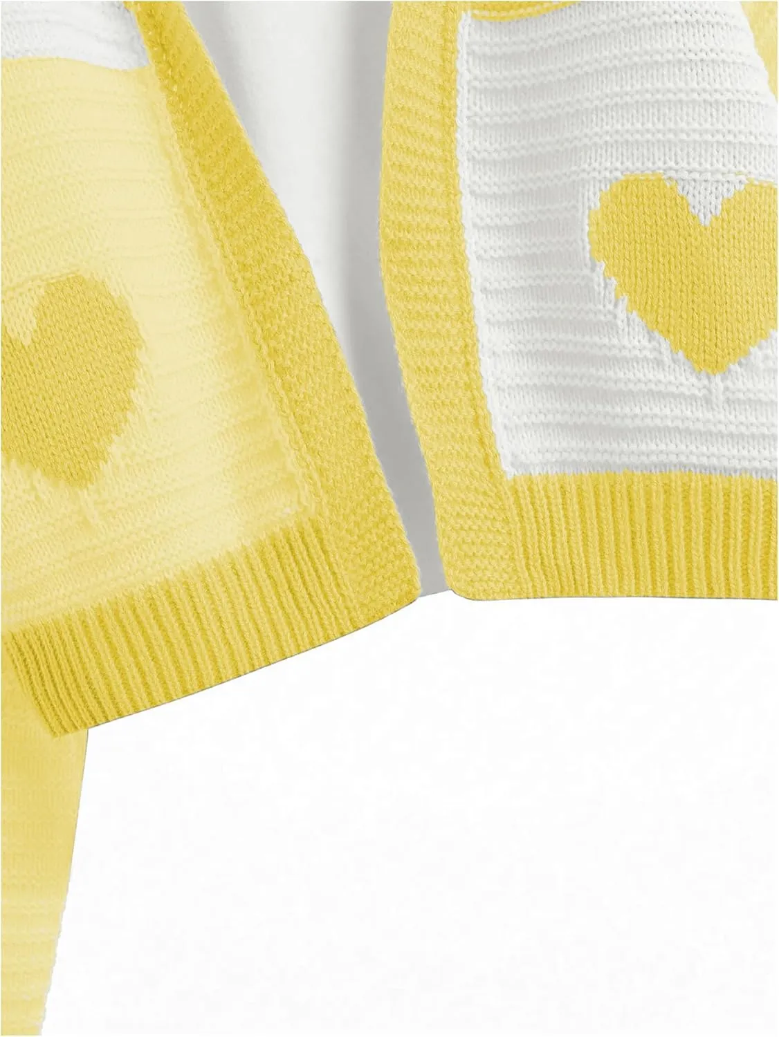 Verdusa Girl's Cute Heart Knitted Sweaters Open Front Long Sleeve Graphic Cardigan Sweater