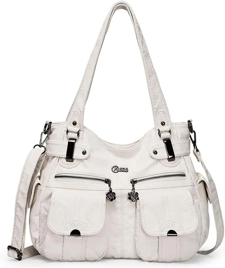 Vintage Shoulder Bags Women Hobo Handbags Vegan Leather Tote Bags Zipper Purse Satchel Multiple Pockets Handbag