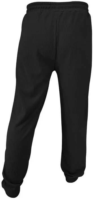 Waffle Pants for Men Plus Size Drawstring Elastic Waist Trousers with Pockets Summer Loose Lightweight Beach Pant