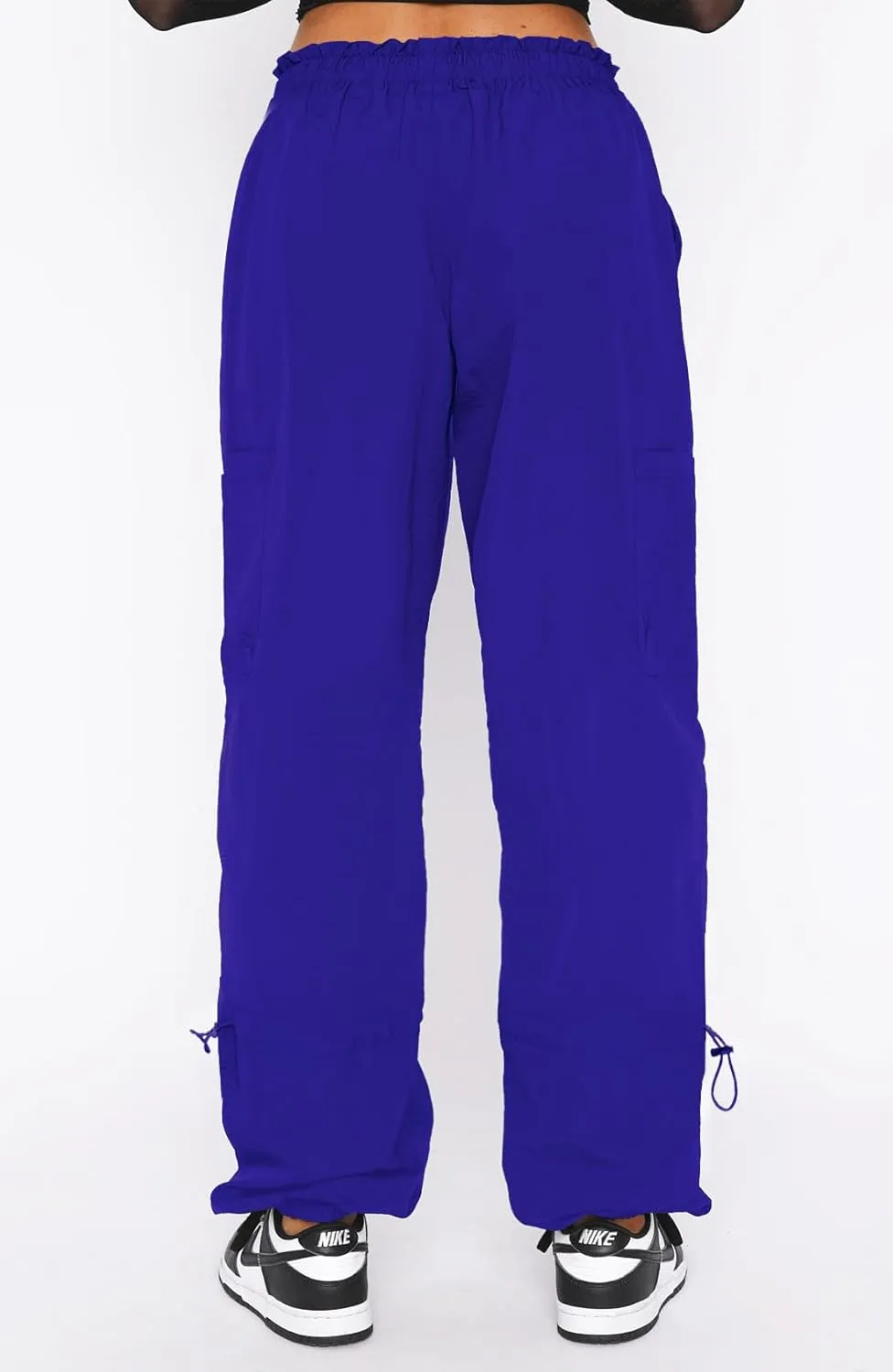 Waitfairy Cargo Pants Women Drawstring Elastic Waist Baggy Parachute Pants Woman Y2K Bottoms with Multiple Pockets